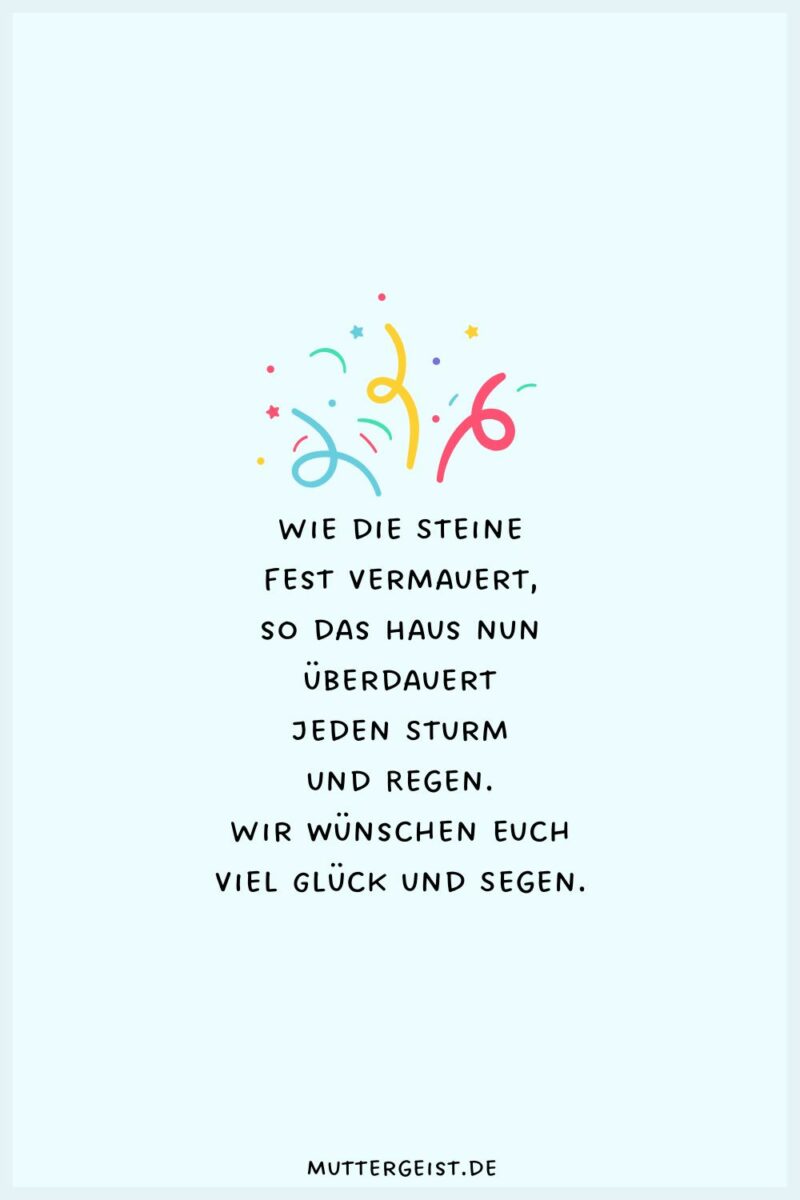 Erfreuliche Glückwünsche zum Richtfest und zum neuen Zuhause