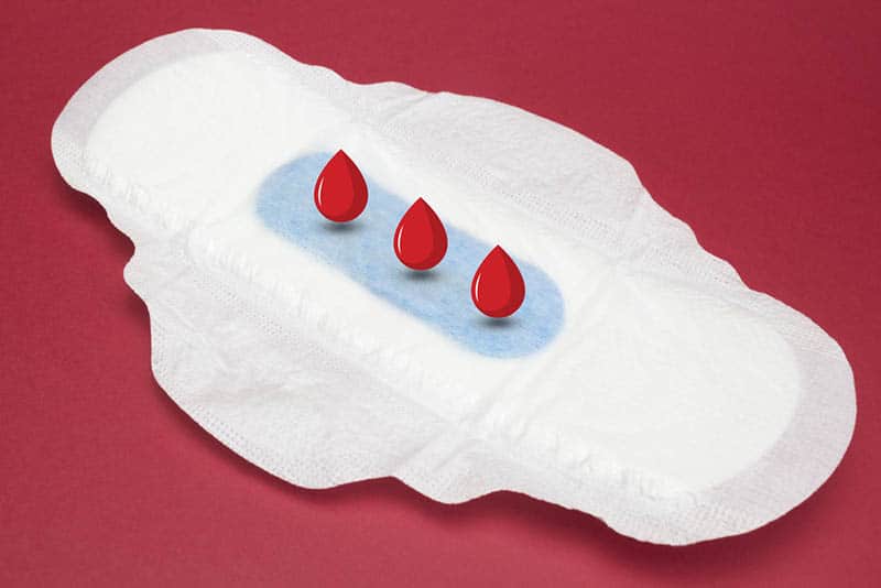 Frauenhygiene-Padsikel, die das Blut absorbieren