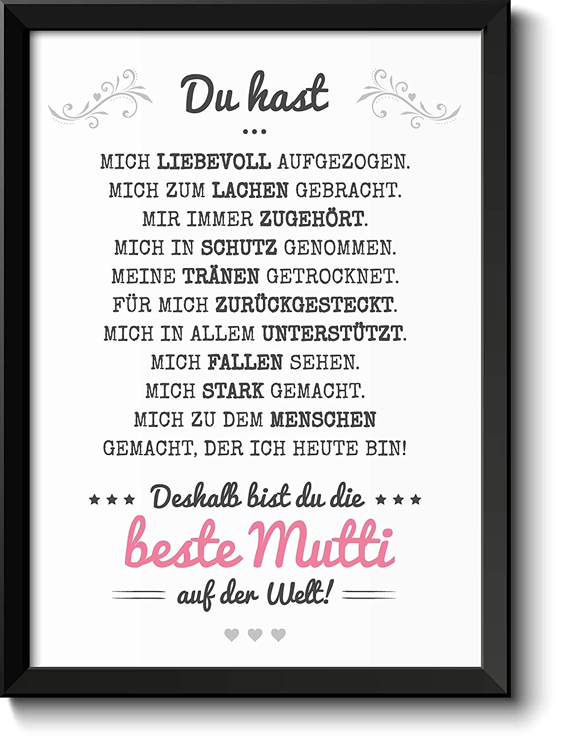 Beste Mama Bild im schwarzem Holz-Rahmen