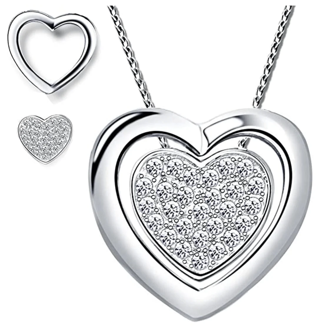 Herz Halskette mit 2 Anhänger