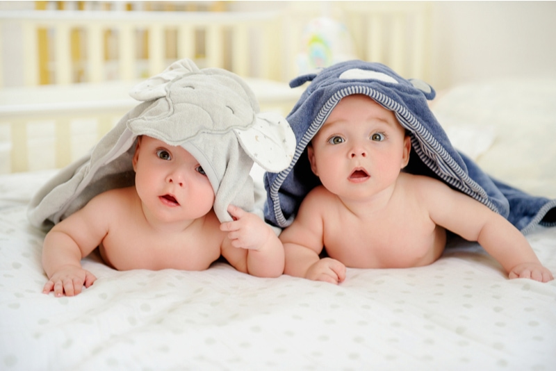 entzückende fünf Monate alte Zwillingsbabys
