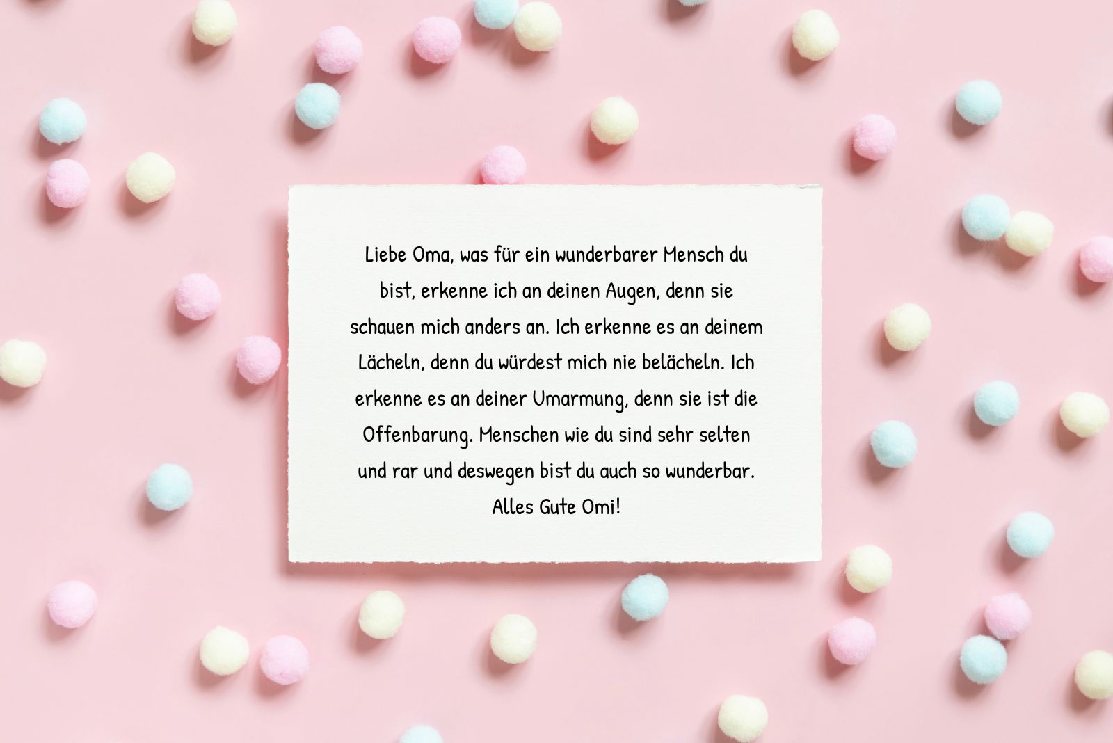 Rührender Geburtstagswunsch für Oma auf Papier geschrieben