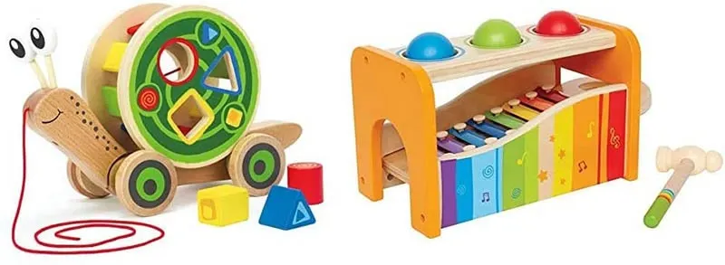 Hape Nachzieh-Schneke und Klopfbank