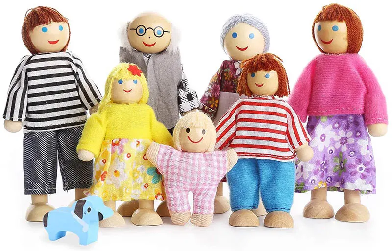 Playtee 7-köpfige Puppenfamilien