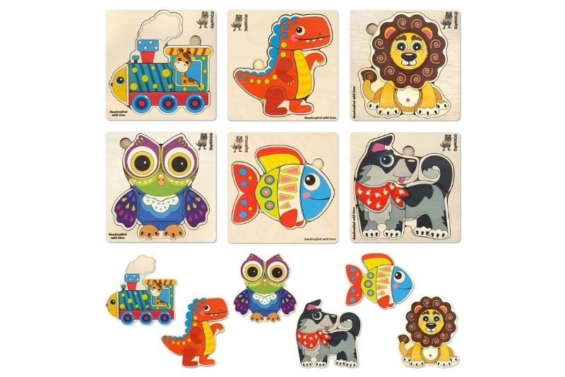 Set von 6 Kinder Holzpuzzles
