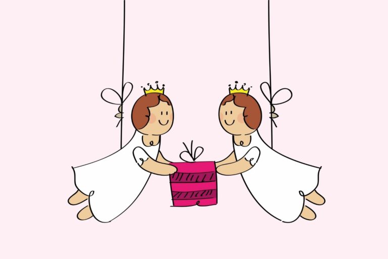 Illustration einer Geburtstagstorte mit religiösen Motiven
