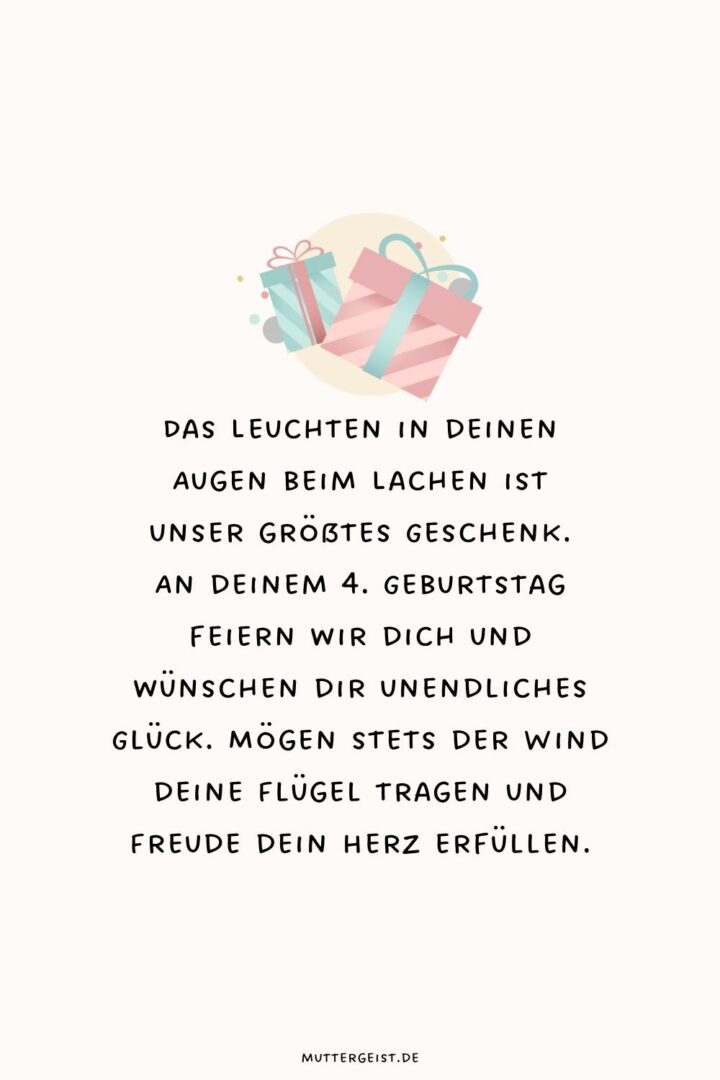 Liebevolle und herzliche Glückwünsche zum 4. Geburtstag