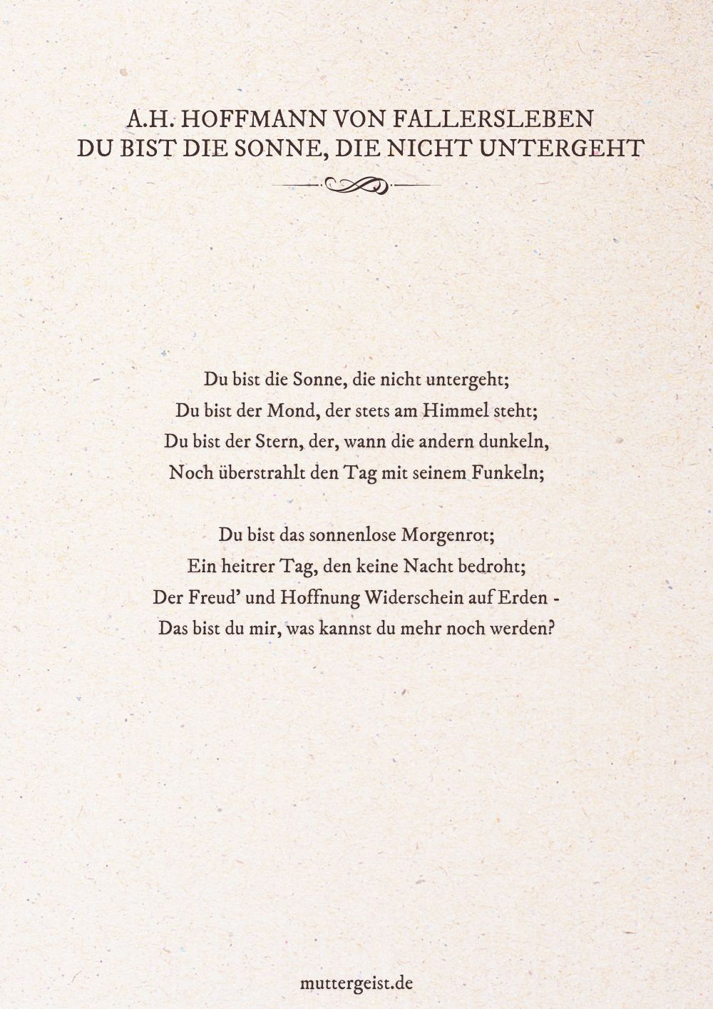Gedicht von August Heinrich Hoffmann von Fallersleben