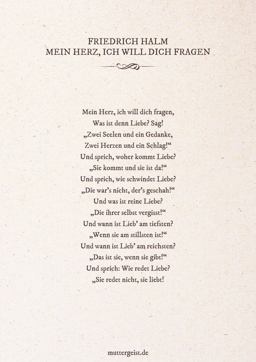 Liebesgedicht von Friedrich Halm