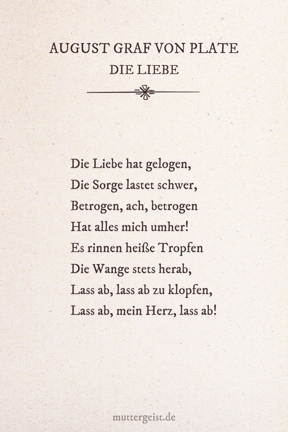 Verse über die Liebe von August Graf von Plate