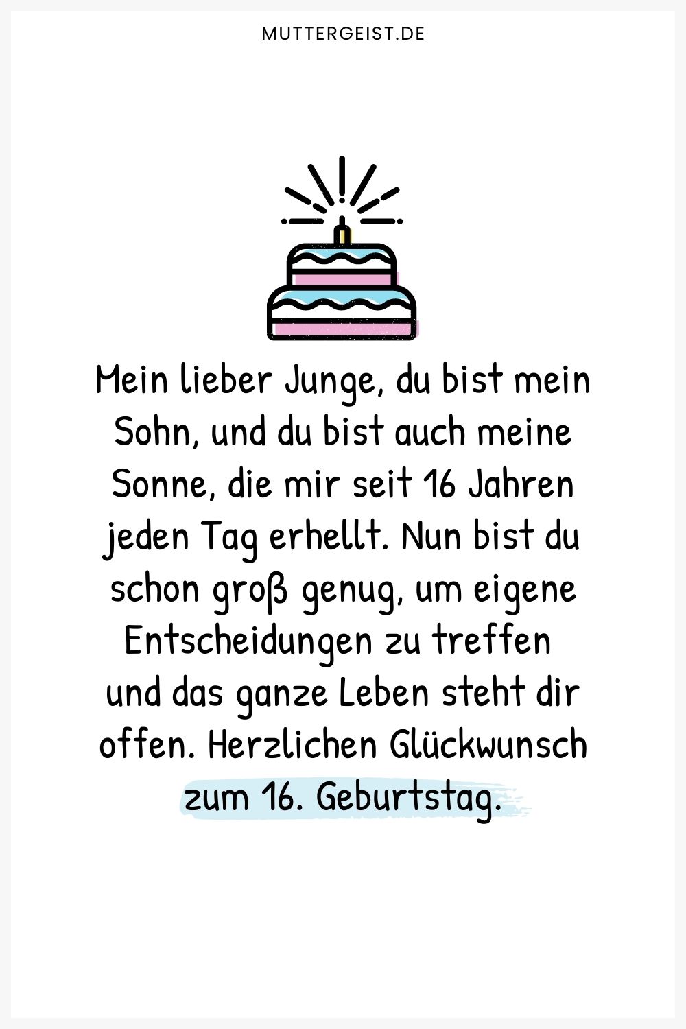 Alles Gute zum 16. Geburtstag für den Sohn