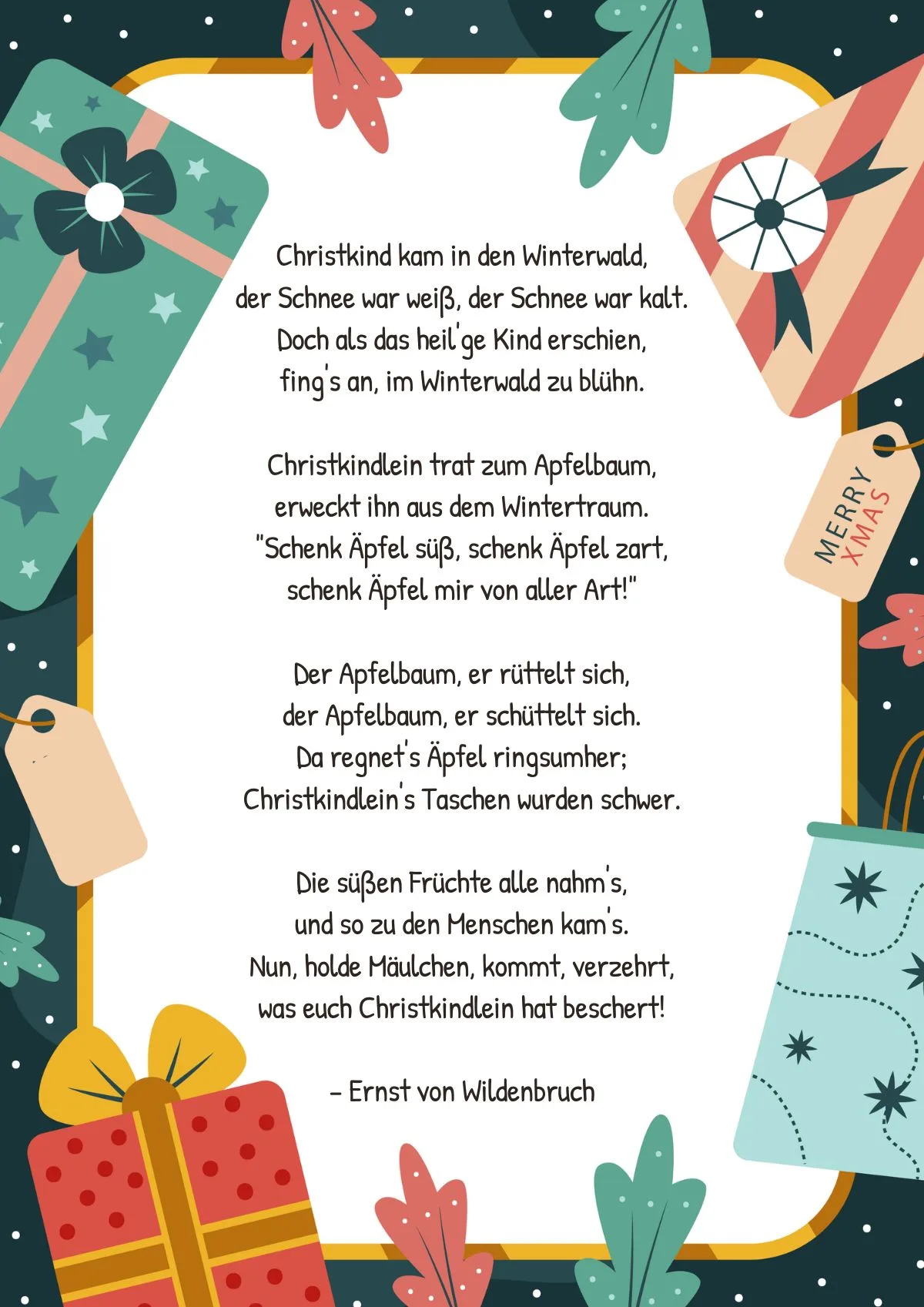Christkind im Walde-Gedicht von Ernst von Wildenbruch