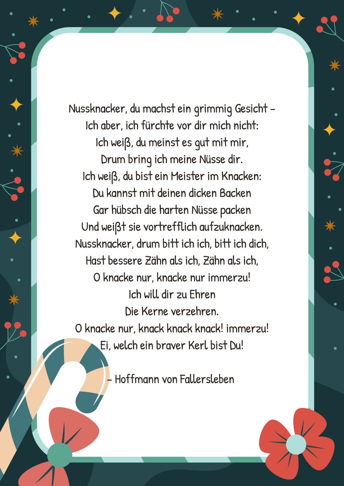 Nussknacker Gedicht von Hoffmann von Fallersleben