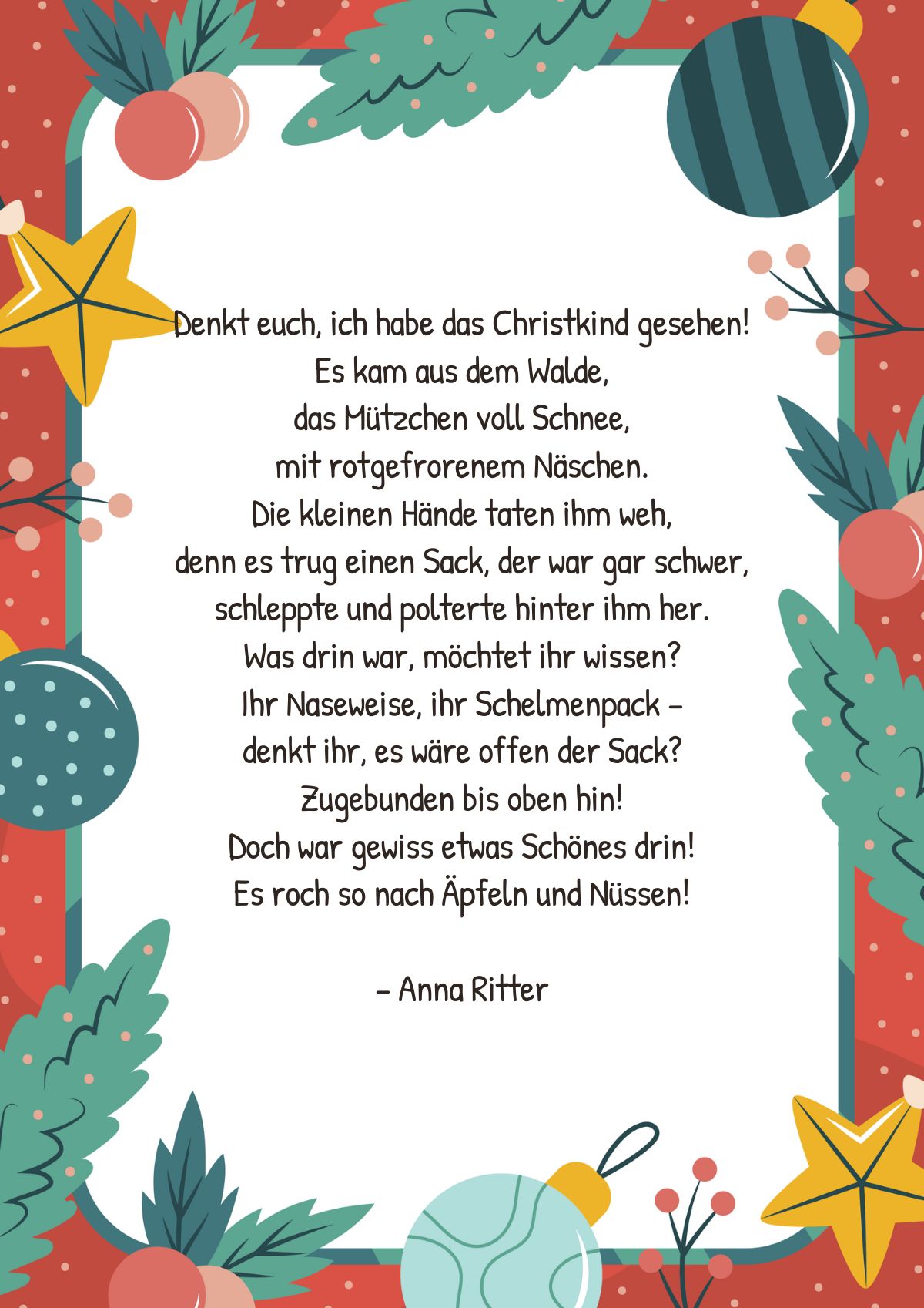 Vom Christkind Gedicht von Anna Ritter