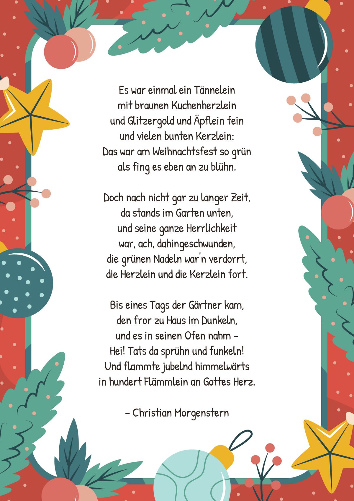 Weihnachtsgedicht von Christian Morgenstern
