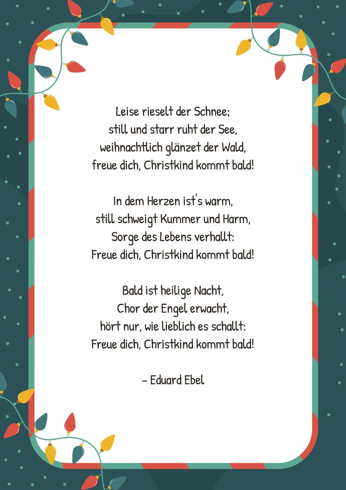Weihnachtsgedicht von Eduard Ebel