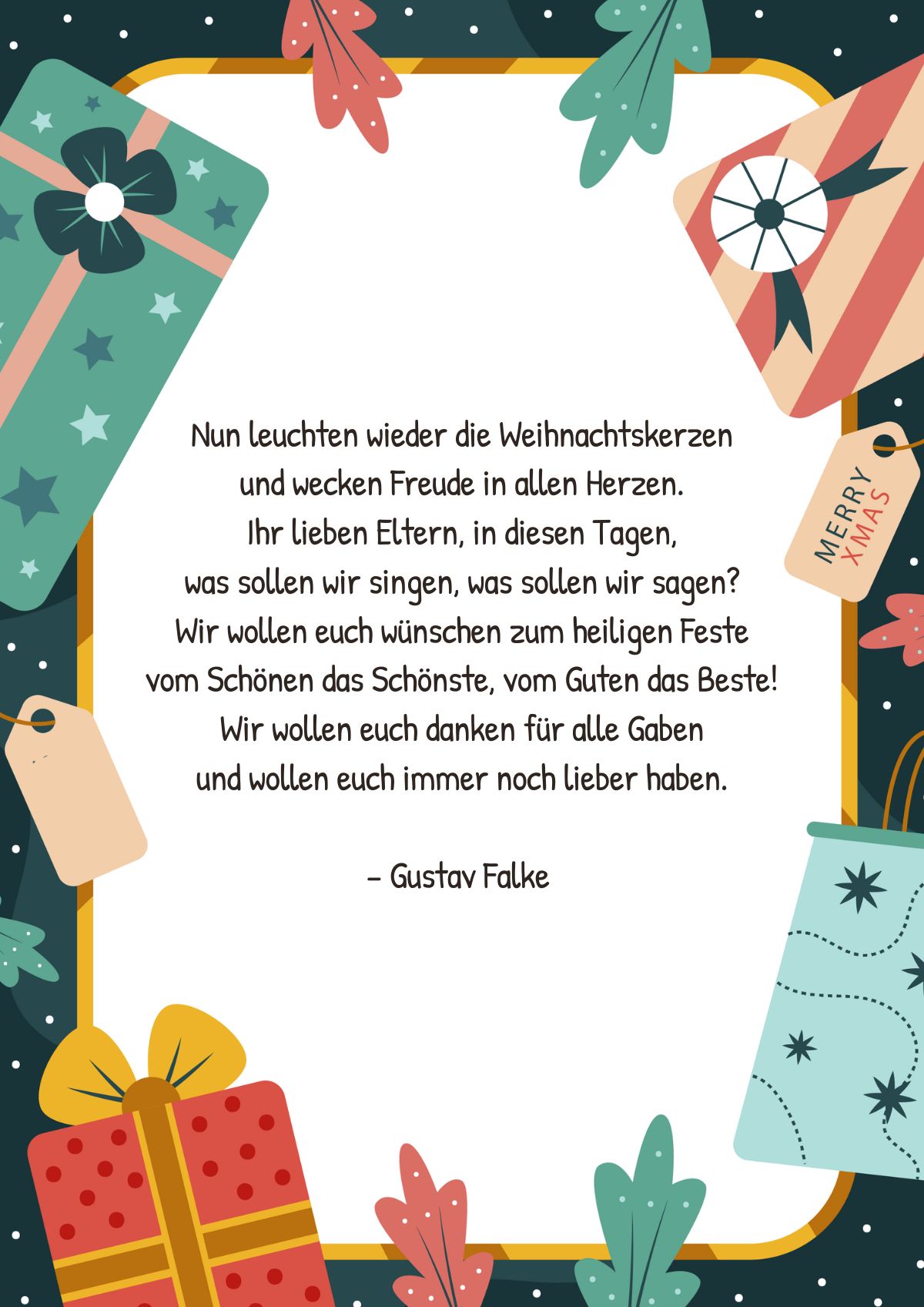 Weihnachtsgedicht von Gustav Falke