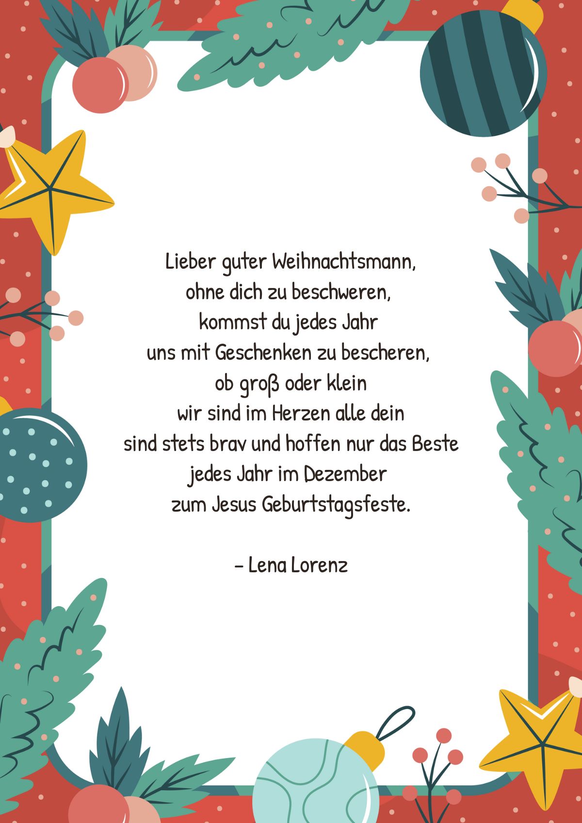 Weihnachtsgedicht von Lena Lorenz