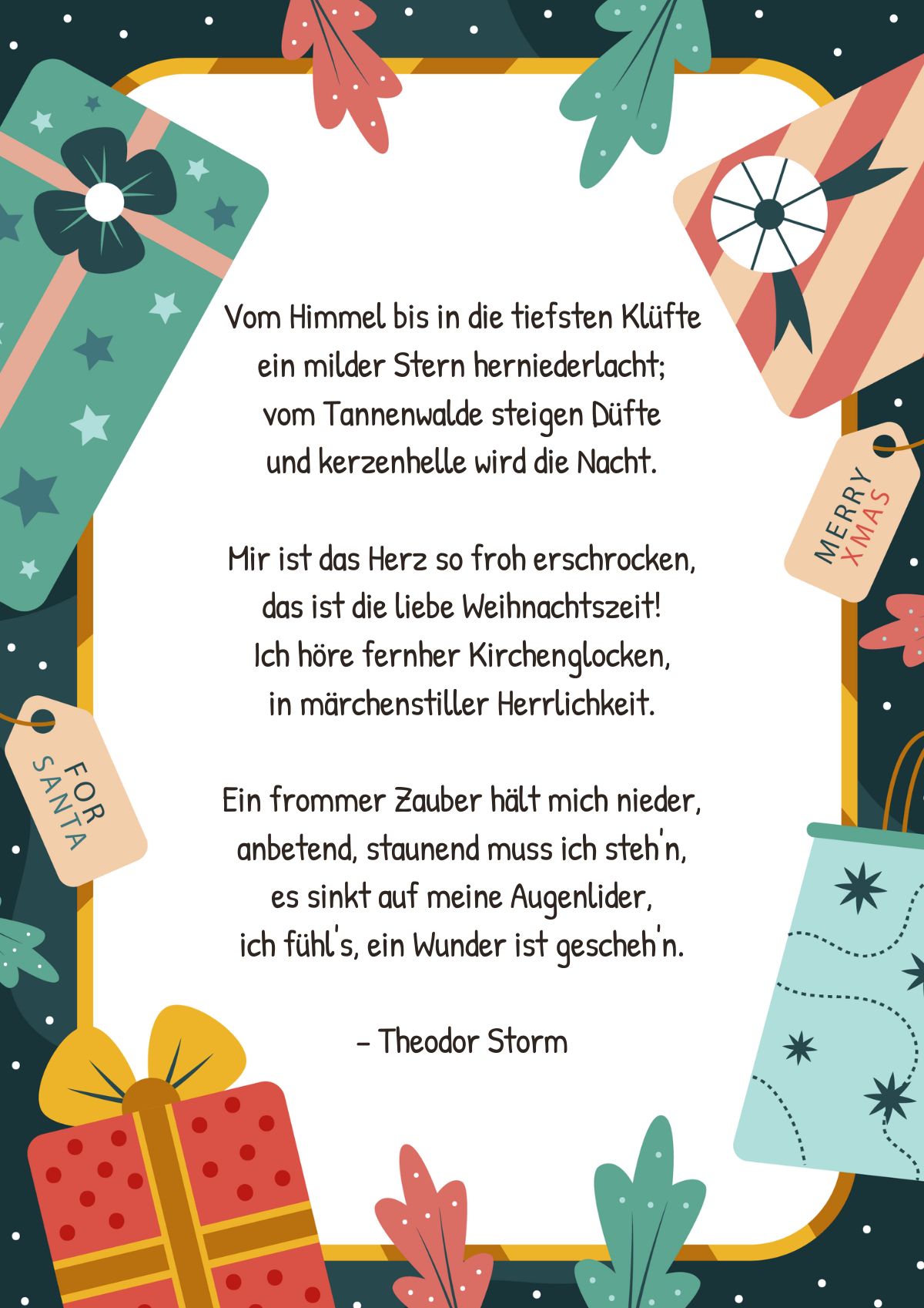 Weihnachtsgedicht von Theodor Storm