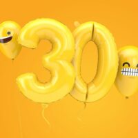 lustige gelbe Luftballons zum 30. Geburtstag