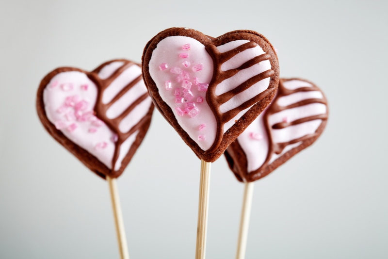 Herz-Schokoladenlutscher zum Valentinstag
