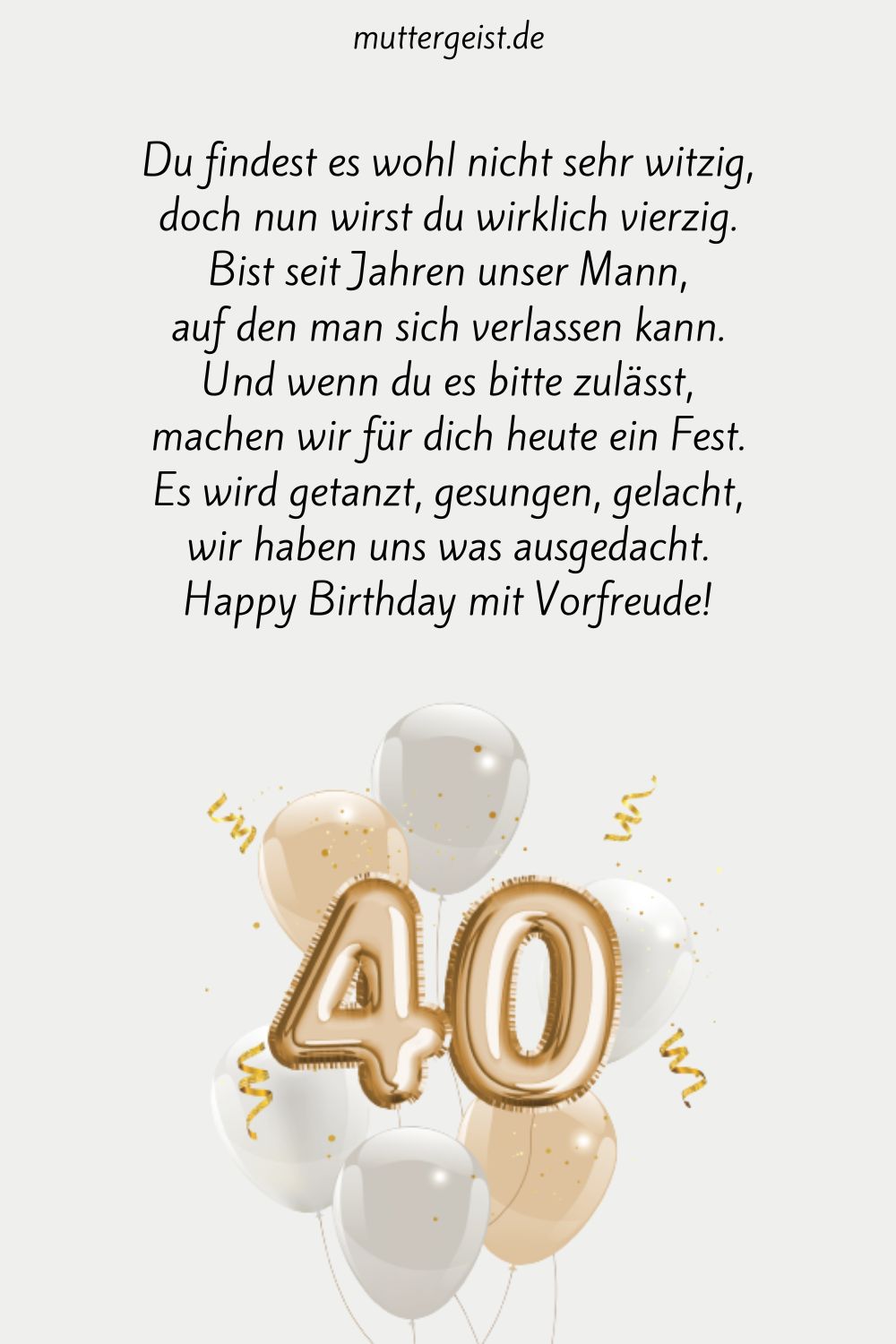 Text für 40. Geburtstagskarte