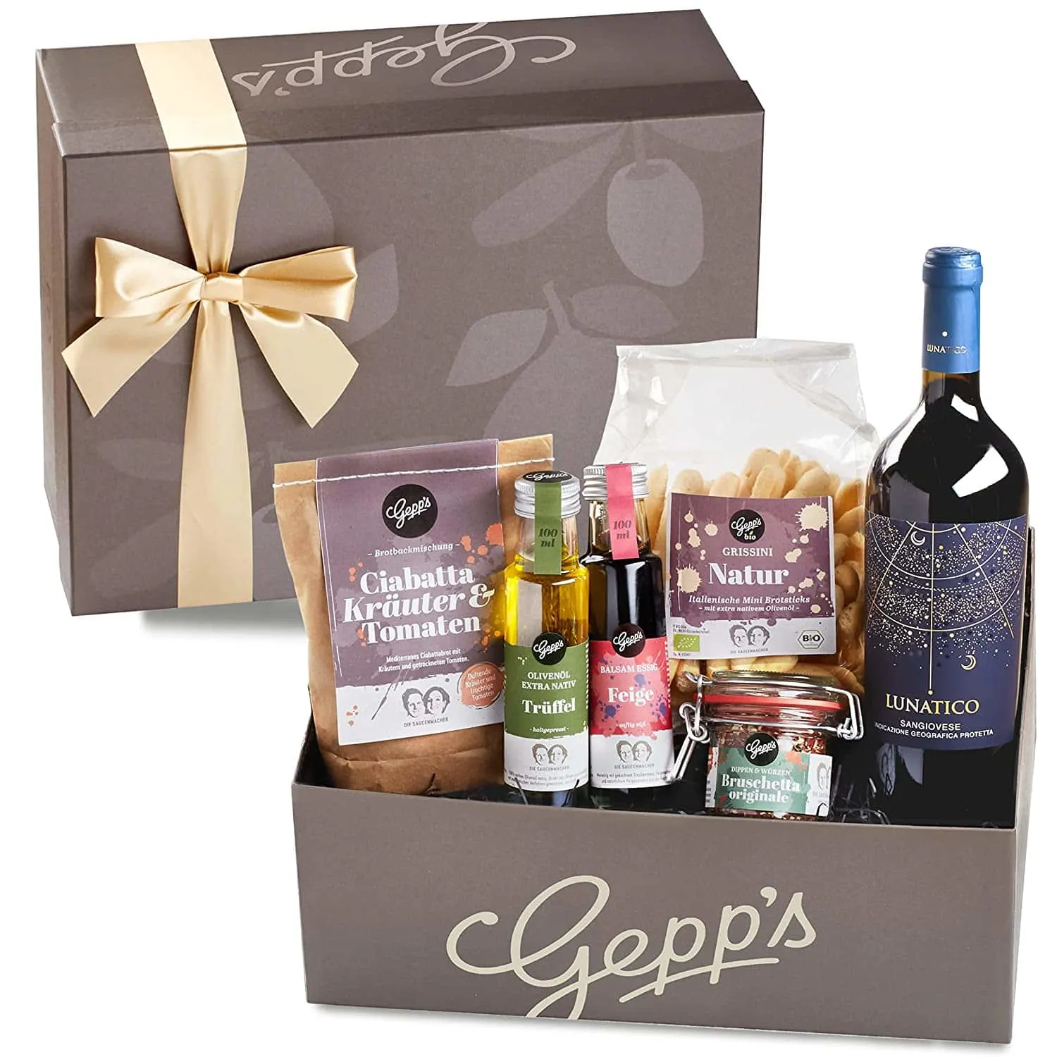 Feinkost Geschenkbox mit italienischem Rotwein
