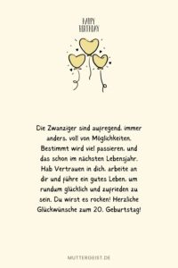 Geburtstagswünsche 20 Jahre 39 tolle Sprüche und Reime