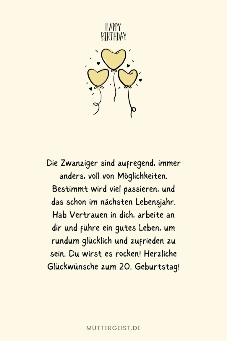 Geburtstagswünsche 20 Jahre 39 tolle Sprüche und Reime