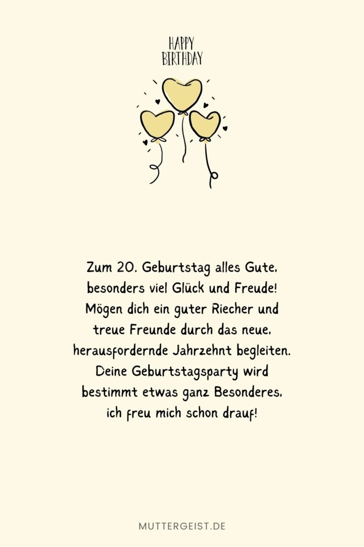 Geburtstagswünsche 20 Jahre 39 tolle Sprüche und Reime