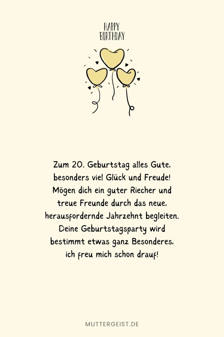 Geburtstagswünsche 20 Jahre 39 tolle Sprüche und Reime