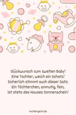 SpruchGeburt2. Kind Liebevolle Glückwünsche für das erneute große Glück