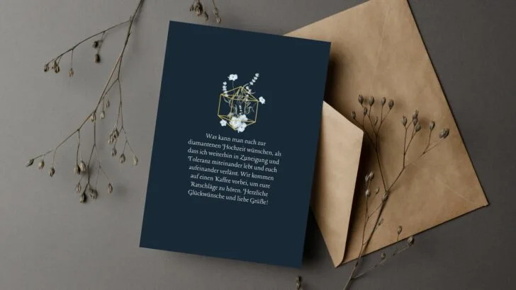 Glückwünsche zur diamantenen Hochzeit zum Ausdrucken kostenlos
