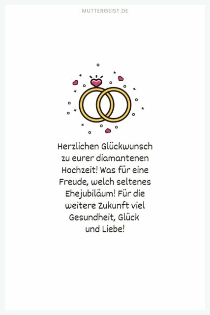 Glückwünsche zur diamantenen Hochzeit zum Ausdrucken kostenlos