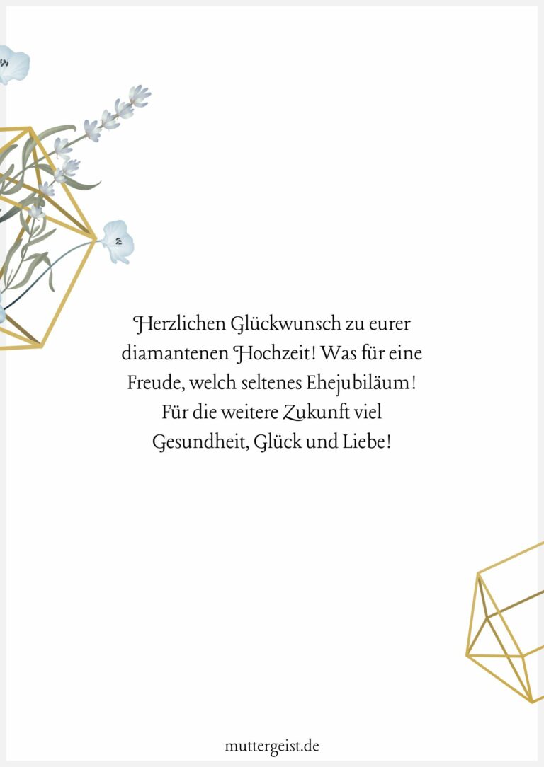 Glückwünsche zur diamantenen Hochzeit zum Ausdrucken kostenlos