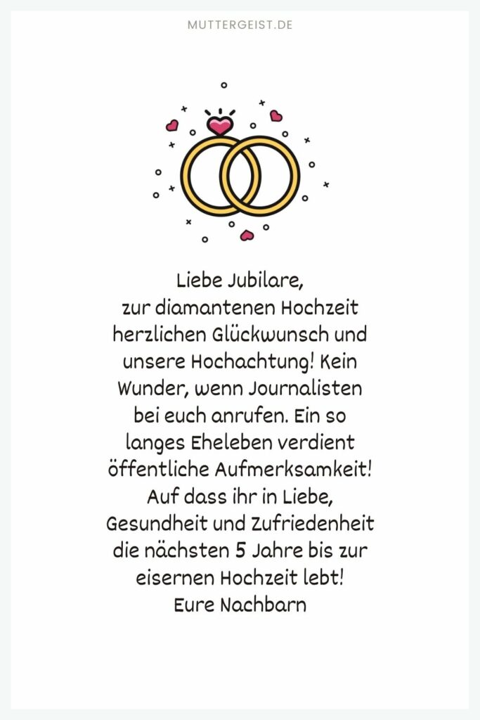 Glückwünsche zur diamantenen Hochzeit zum Ausdrucken kostenlos