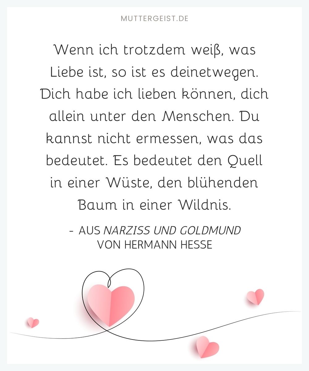 Wahre Liebe Zitat aus Hermann Hesses Narziss und Goldmund
