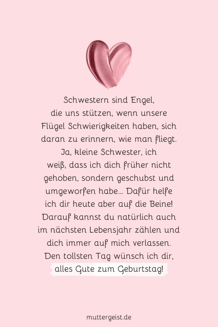Süßer Text für kleine Schwester Die schönsten Texte mit und ohne Anlass