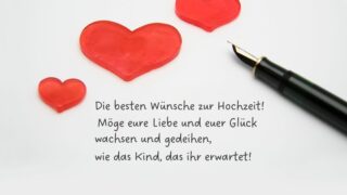 Glückwünsche zur Hochzeit zu dritt für die Ehe mit Kind