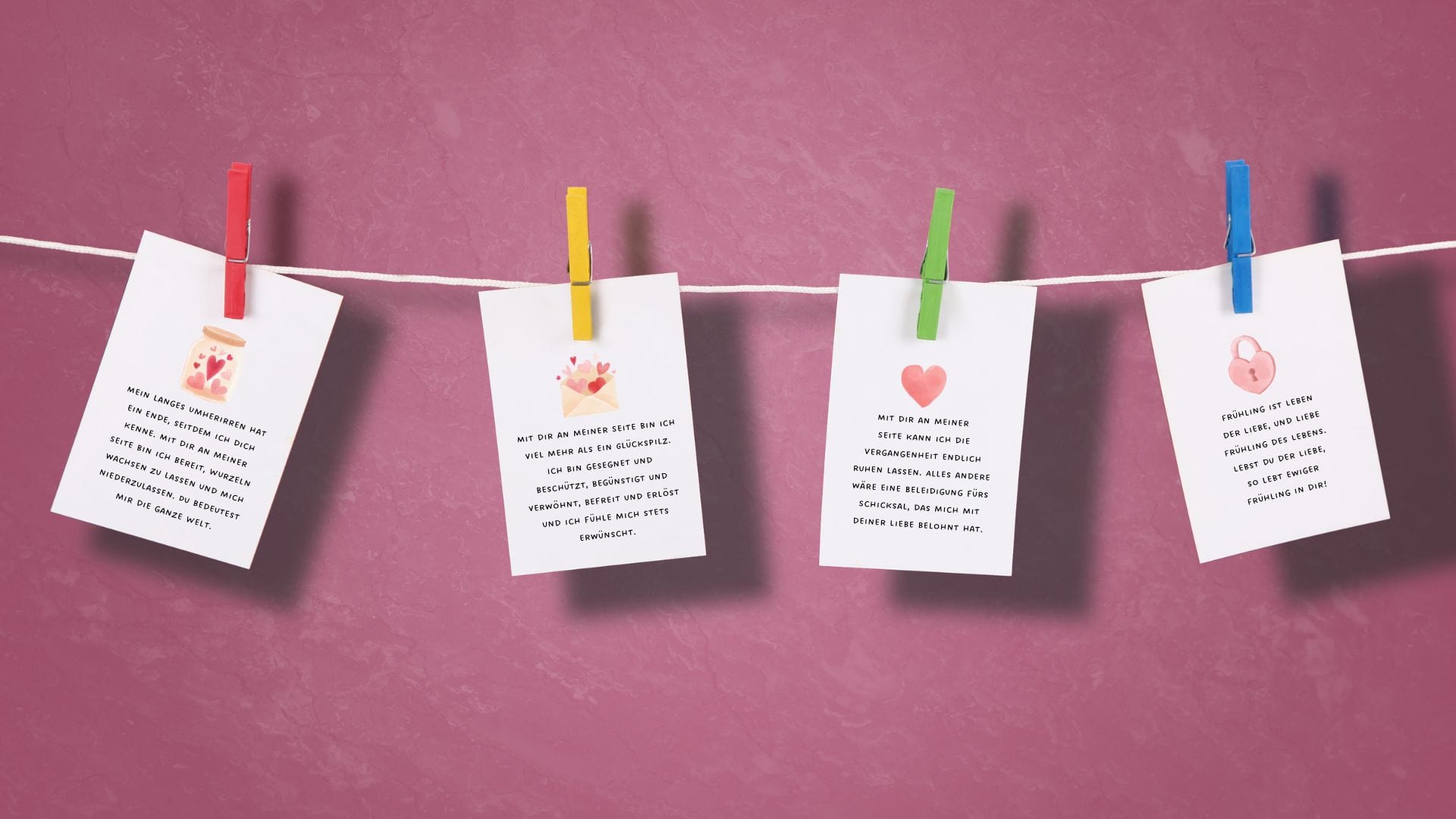 mit dir an meiner Seite - Sprüche auf Papier geschrieben und an eine Schnur gehängt