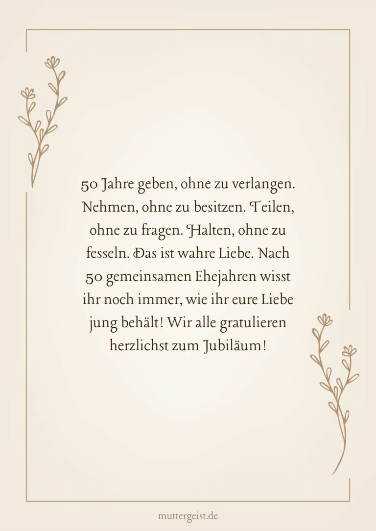 Herzliche Glückwünsche zur goldenen Hochzeit