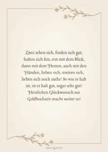 Herzliche Glückwünsche zur goldenen Hochzeit