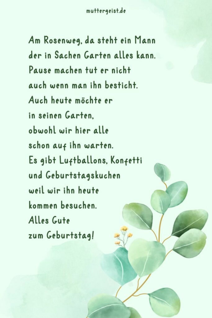 Geburtstagssprüche für GartenFreunde und HerzblutGärtner