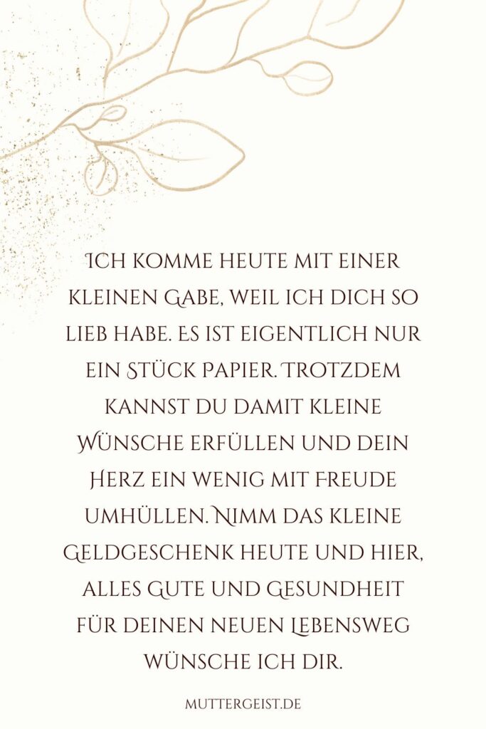 Cooler Spruch als Glückwünsche zur Konfirmation mit Geldgeschenk