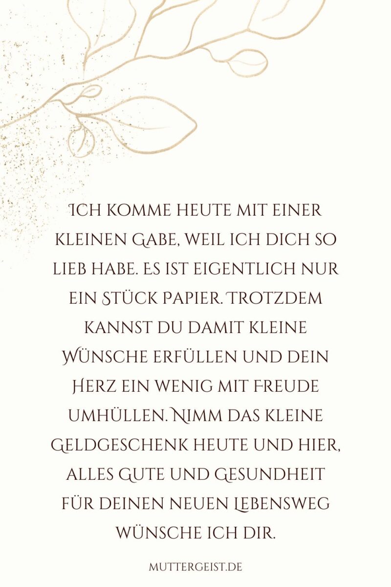 Cooler Spruch als Glückwünsche zur Konfirmation mit Geldgeschenk