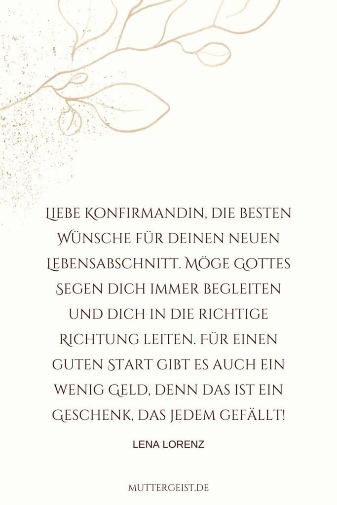 Cooler Spruch als Glückwünsche zur Konfirmation mit Geldgeschenk