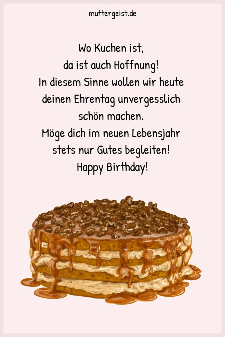 Geburtstagssprüche mit Torte für schmackhafte Wünsche