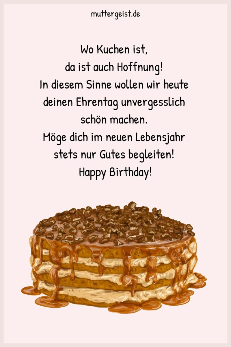 Geburtstagssprüche mit Torte für schmackhafte Wünsche