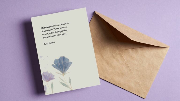 Hochzeitskarte mit einem emotionalen Wunsch für das glückliche Paar