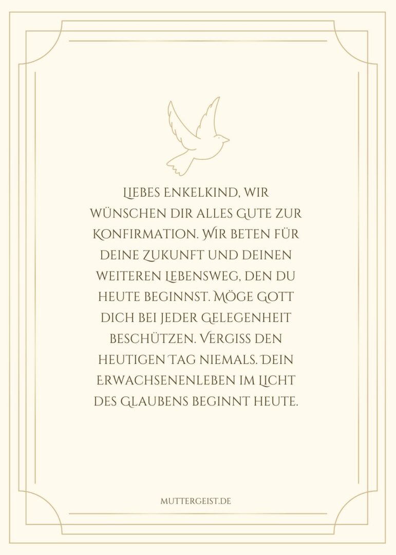 Herzliche Glückwünsche von den Großeltern zur Konfirmation